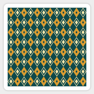 Teal and Yellow Harlequin Pattern Sticker